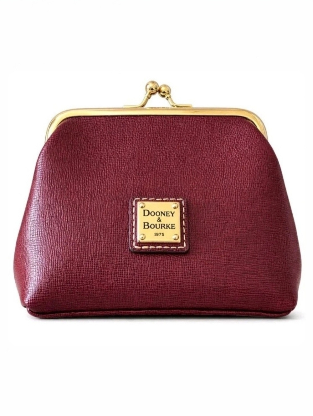 Dooney & Bourke Cranberry Saffiano Kisslock Coin Purse Large Frame NWT Red